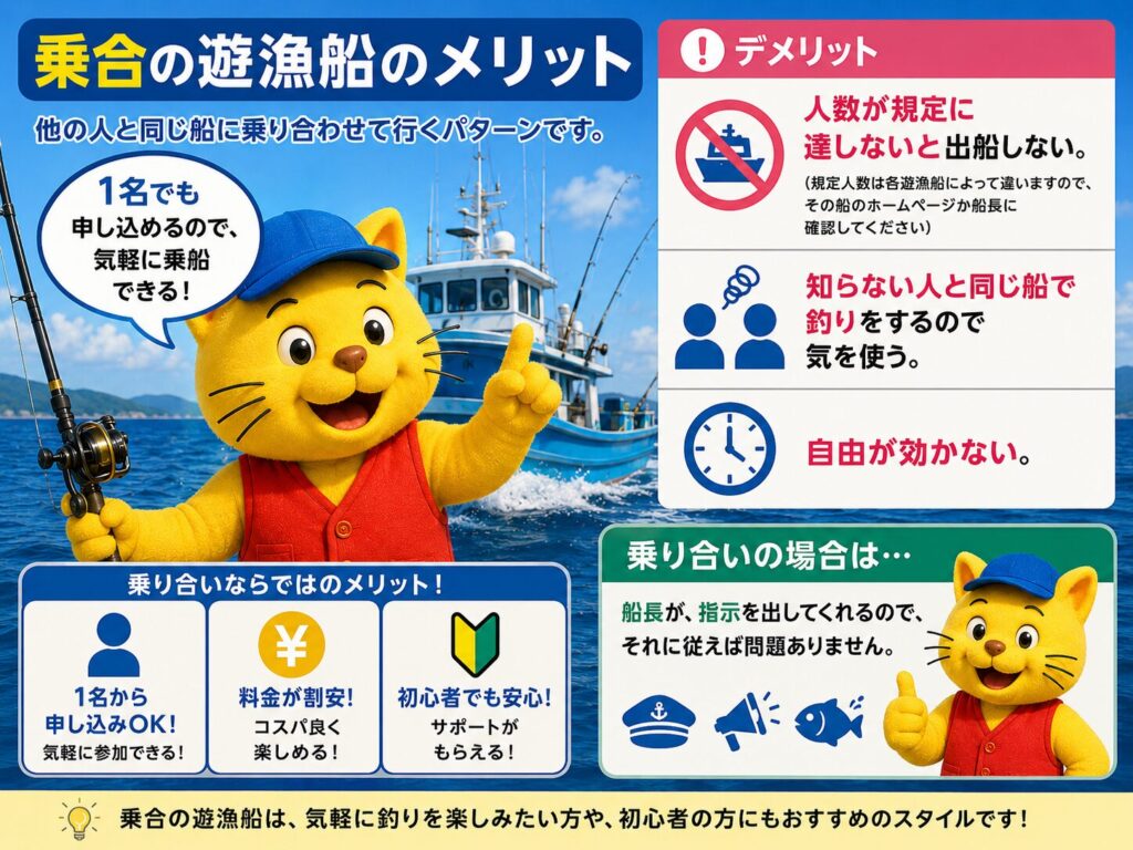 乗合の遊漁船のメリットとデメリット