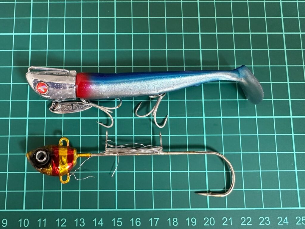ジョルティ55gとテンヤの大きさ比較