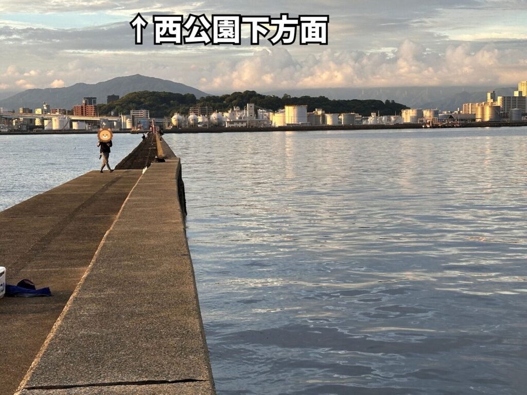沖堤防の写真。先端は西公園下方面。