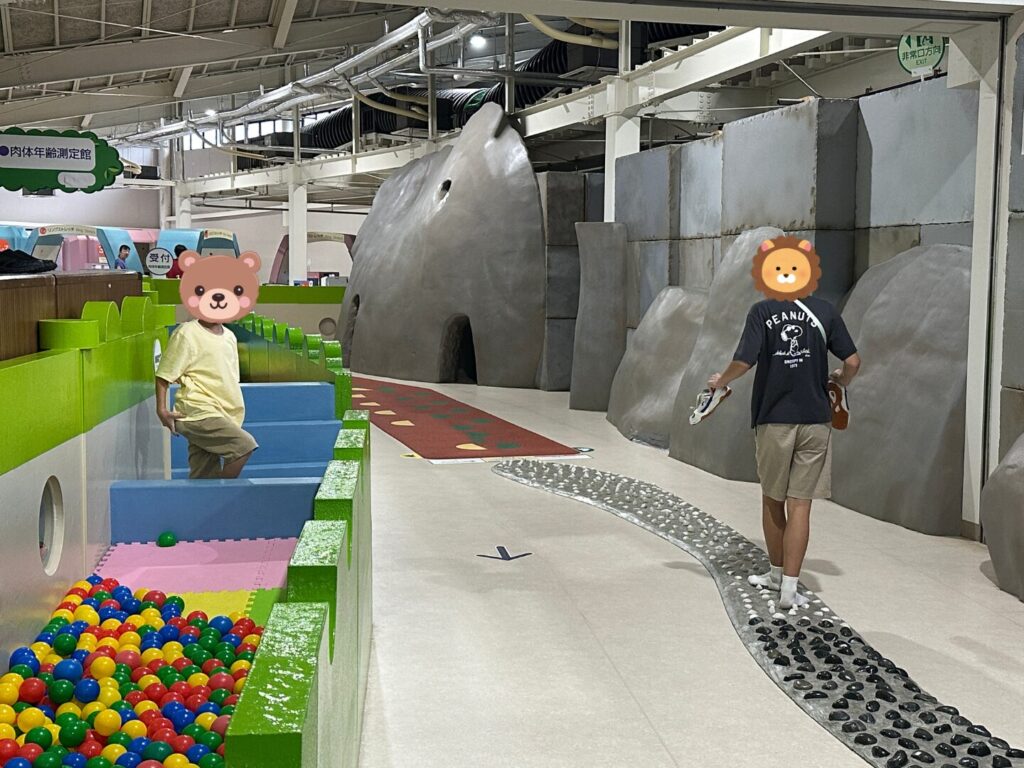 阿蘇ファームランドの元気チャレンジ館で子ども達が遊んでいる様子