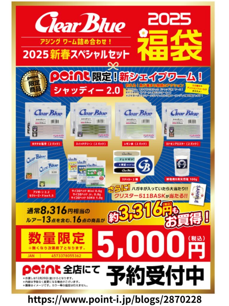 クリアブルー福袋2025年版のチラシ