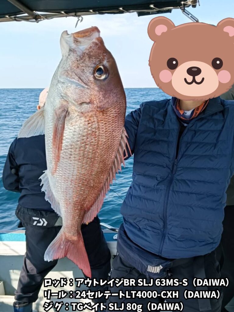 TGベイトで鯛をキャッチ