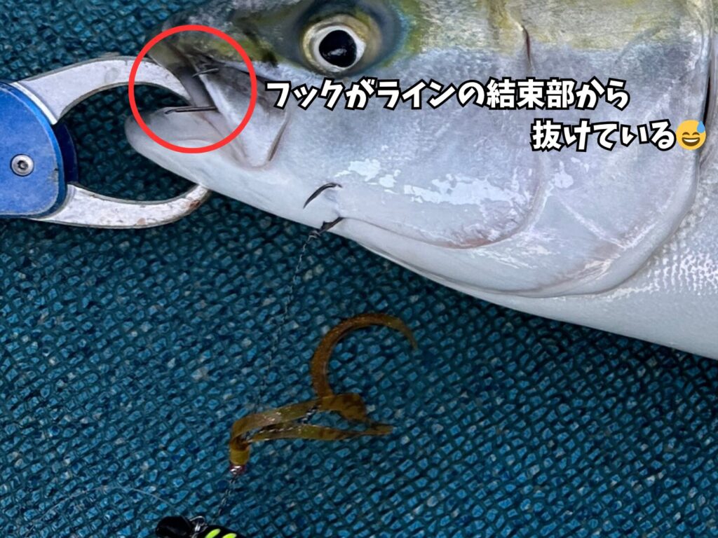 新品のフックが結束部位から抜けている