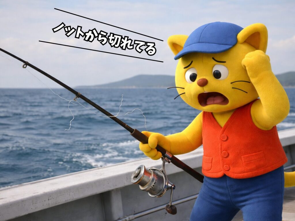 せっかく青物がヒットしたのにノットが切れてバラしてしまった