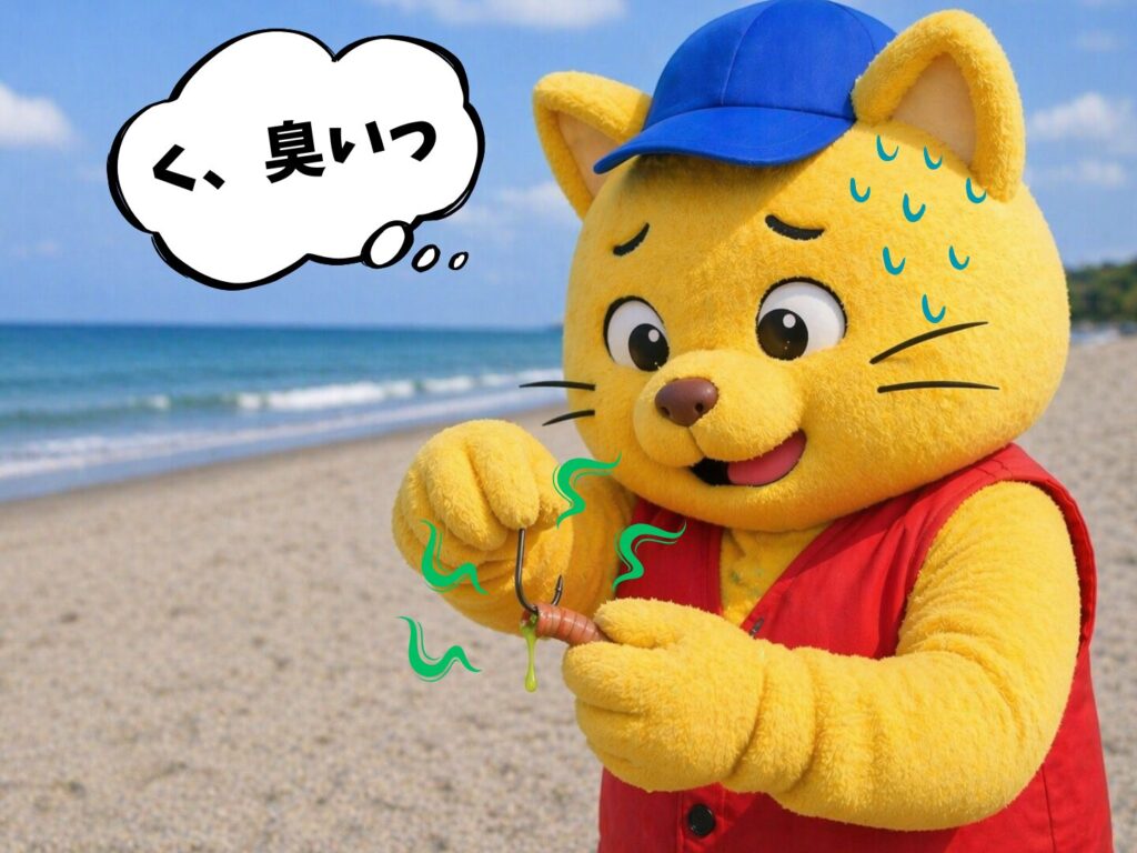 ゴカイの体液が臭いのがキス釣りの難点