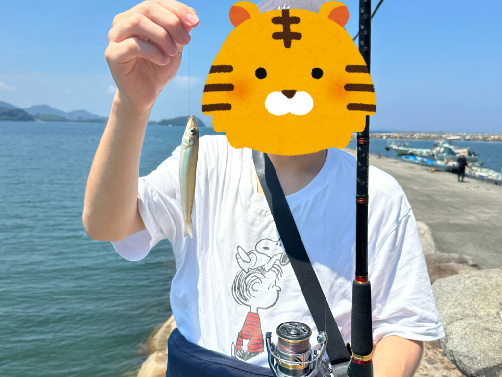 上の子どもがキスを釣った様子